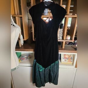 Roberta California Vintage 80s Velvet Taffeta Party Dress With Back Bow 9/10